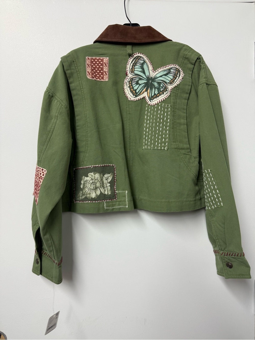 Free People x We The Free Martha Workwear Appliques Jacket in Callisto Green - Picture 3 of 5